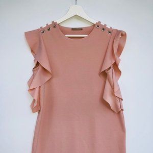 Zara ruffle peach mini dress